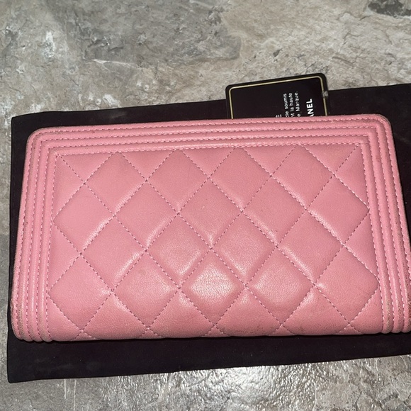 CHANEL boy pink flap long wallet lambskin quilted dust bag included - Picture 3 of 16